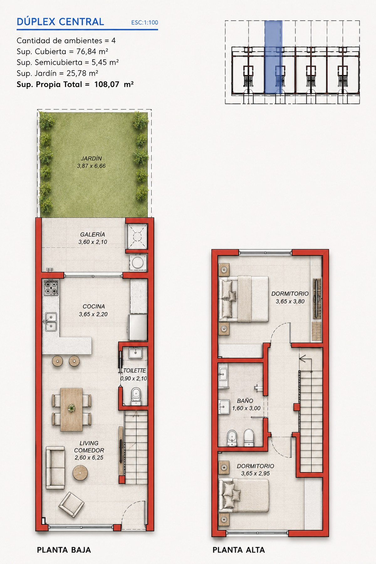 Planta del dúplex central
