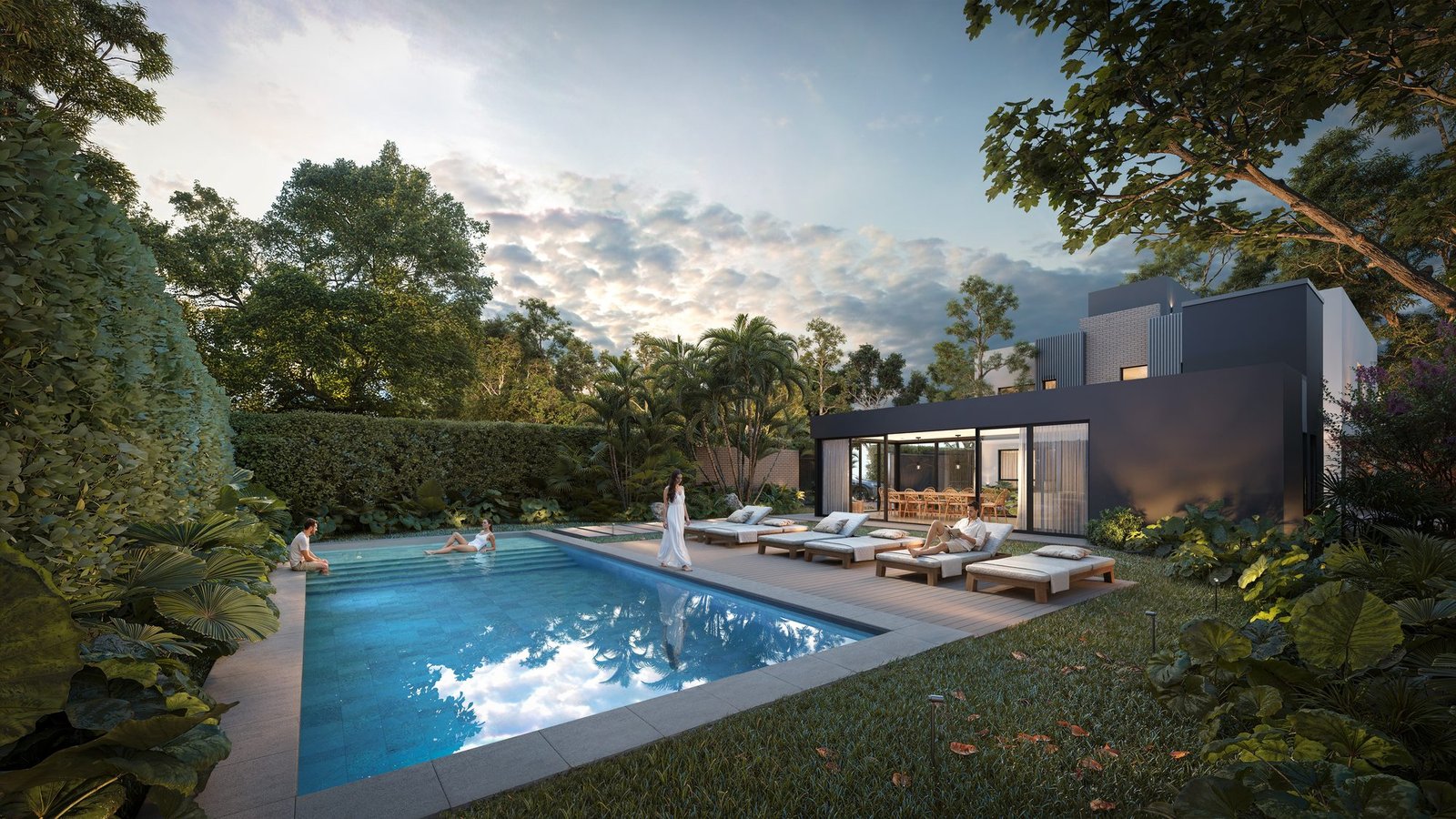 Piscina al atardecer